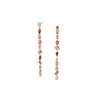 أقراط Gema متدلية، طويلة، متعددة الألوان، طلاء باللون الذهبي swarovski أقراط gema متدلية، طويلة، متعددة الألوان، طلاء باللون الذهبي
